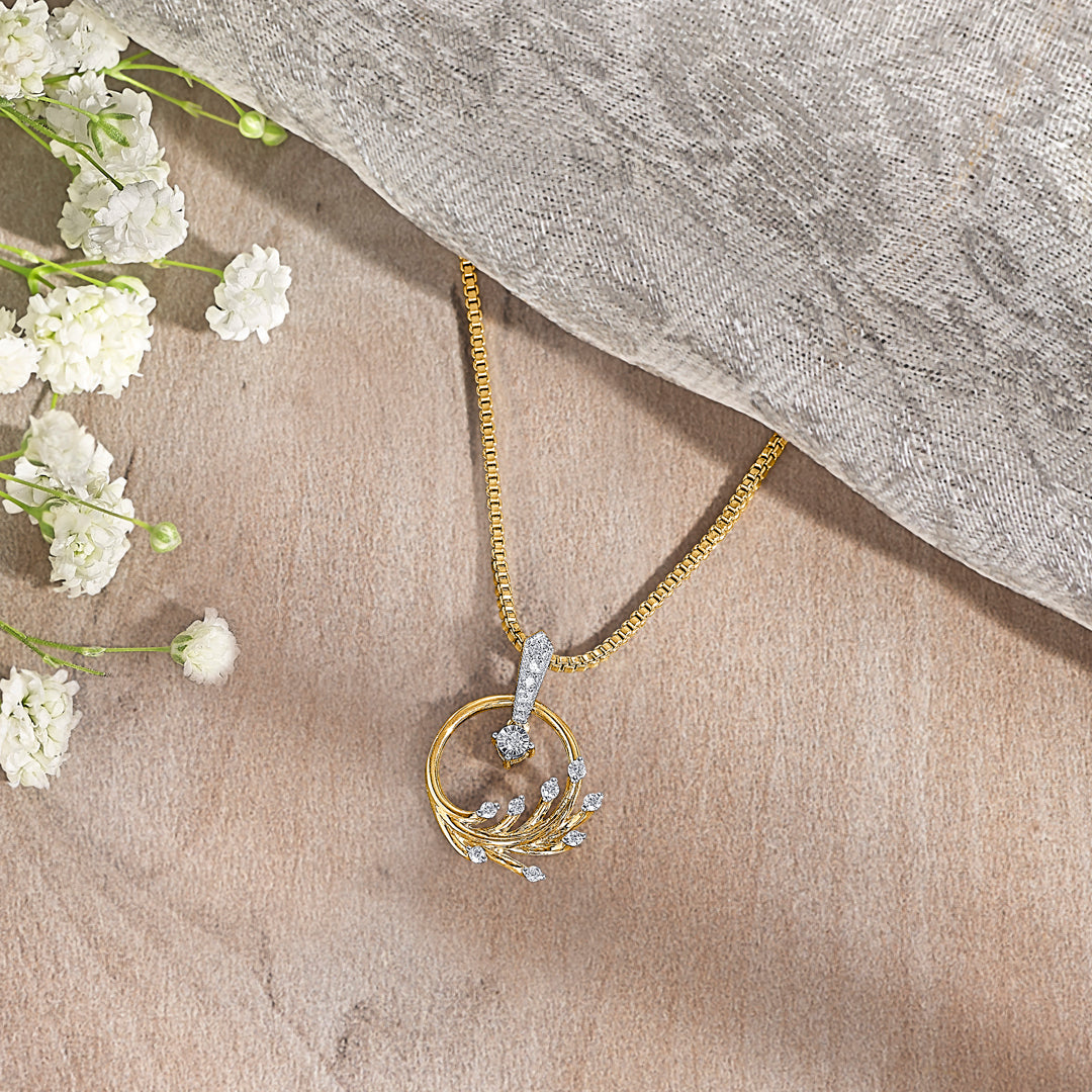 fern glint gold & diamond classic pendant