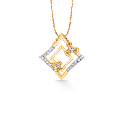 Geometric Glow Gold & Diamond Classic Pendant For Women