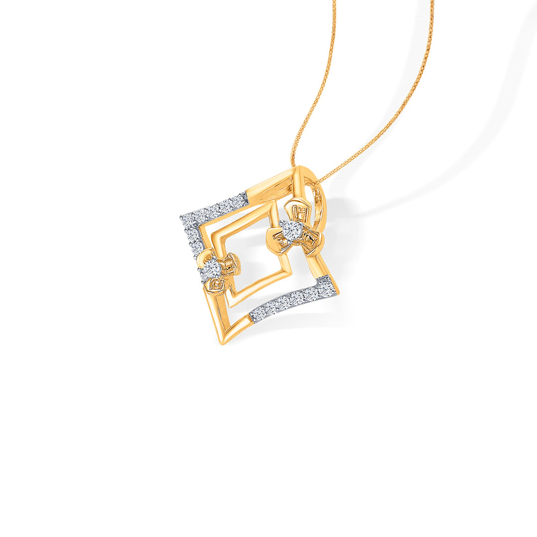 geometric glow gold & diamond classic pendant for women