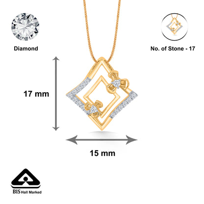 Geometric Glow Gold & Diamond Classic Pendant For Women
