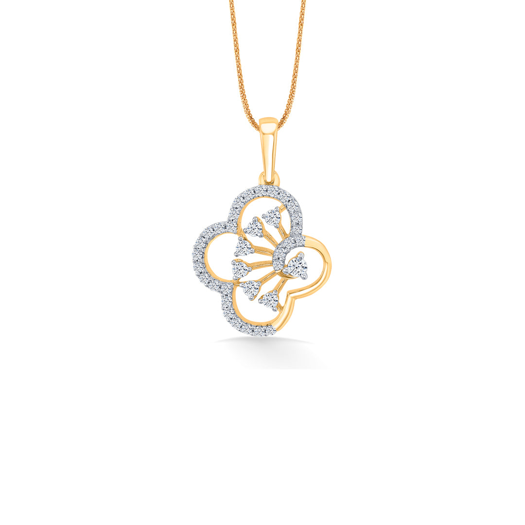 Floral Gold & Diamond Classic Pendant For Women