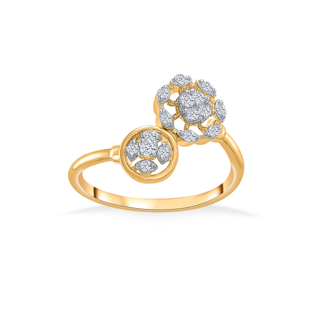 Floral Gold & Diamond Fashion Ring For Women
