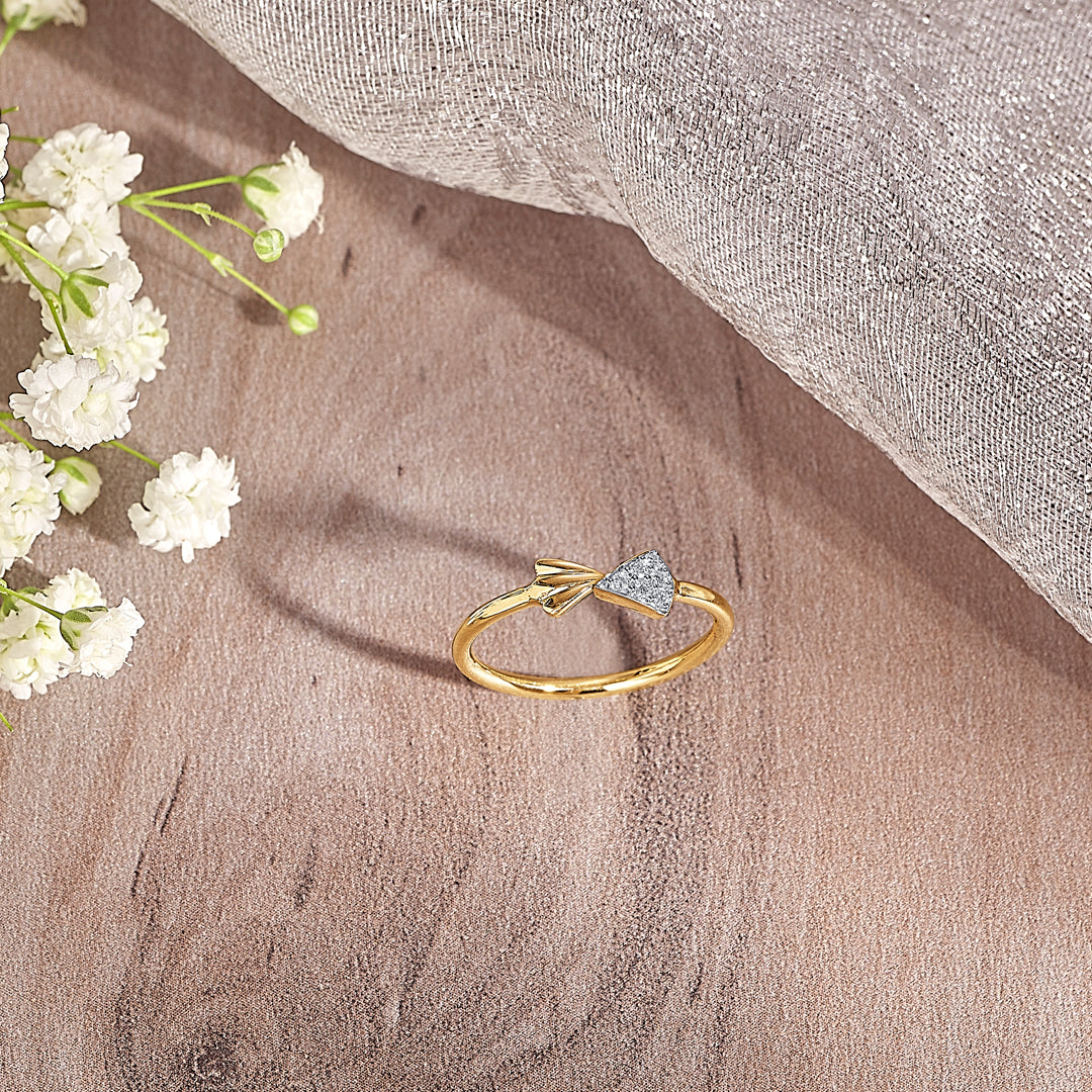 Geometric Glow Gold & Diamond Casual Ring For Women