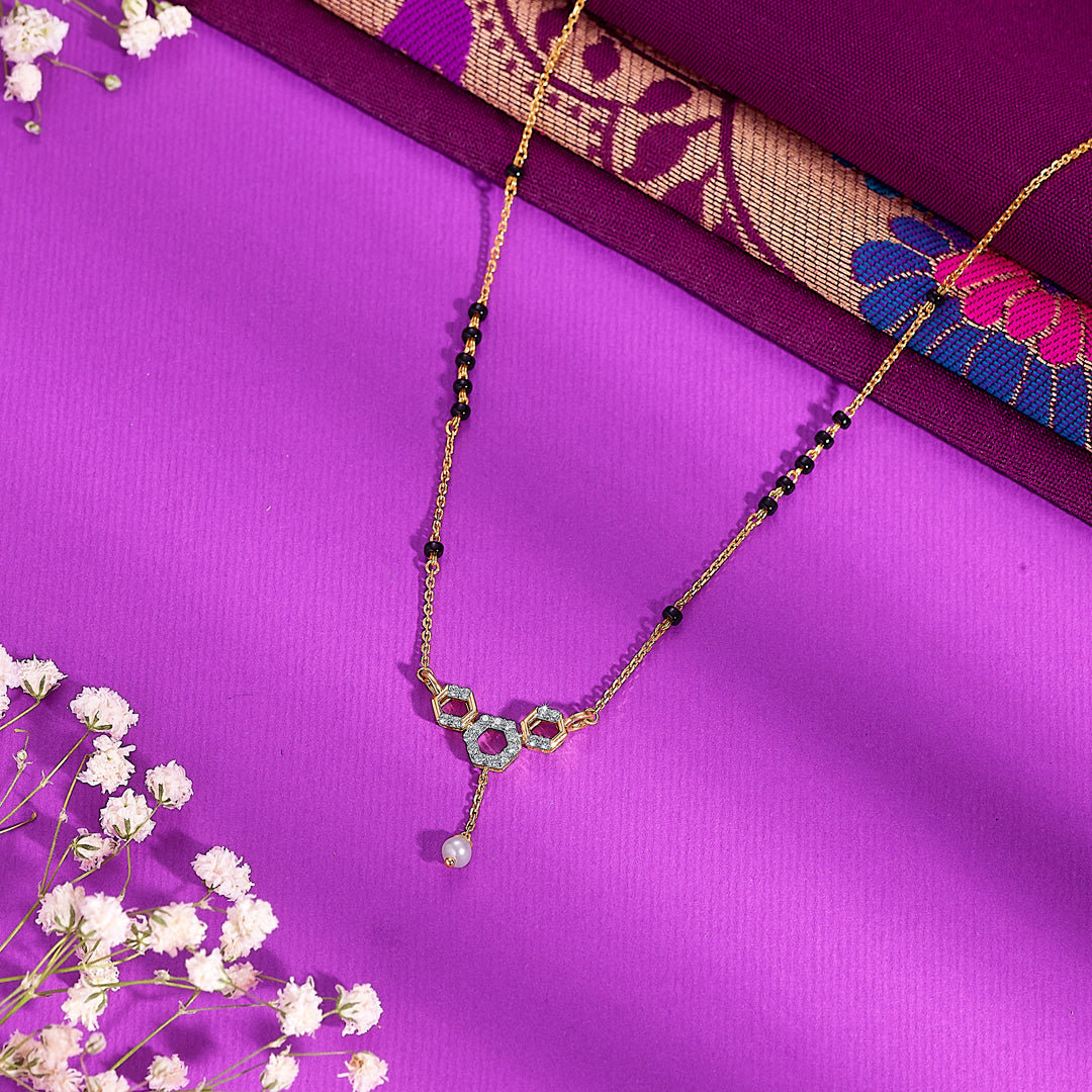 Minimal Gold & Diamond Modern Mangalsutra For Women