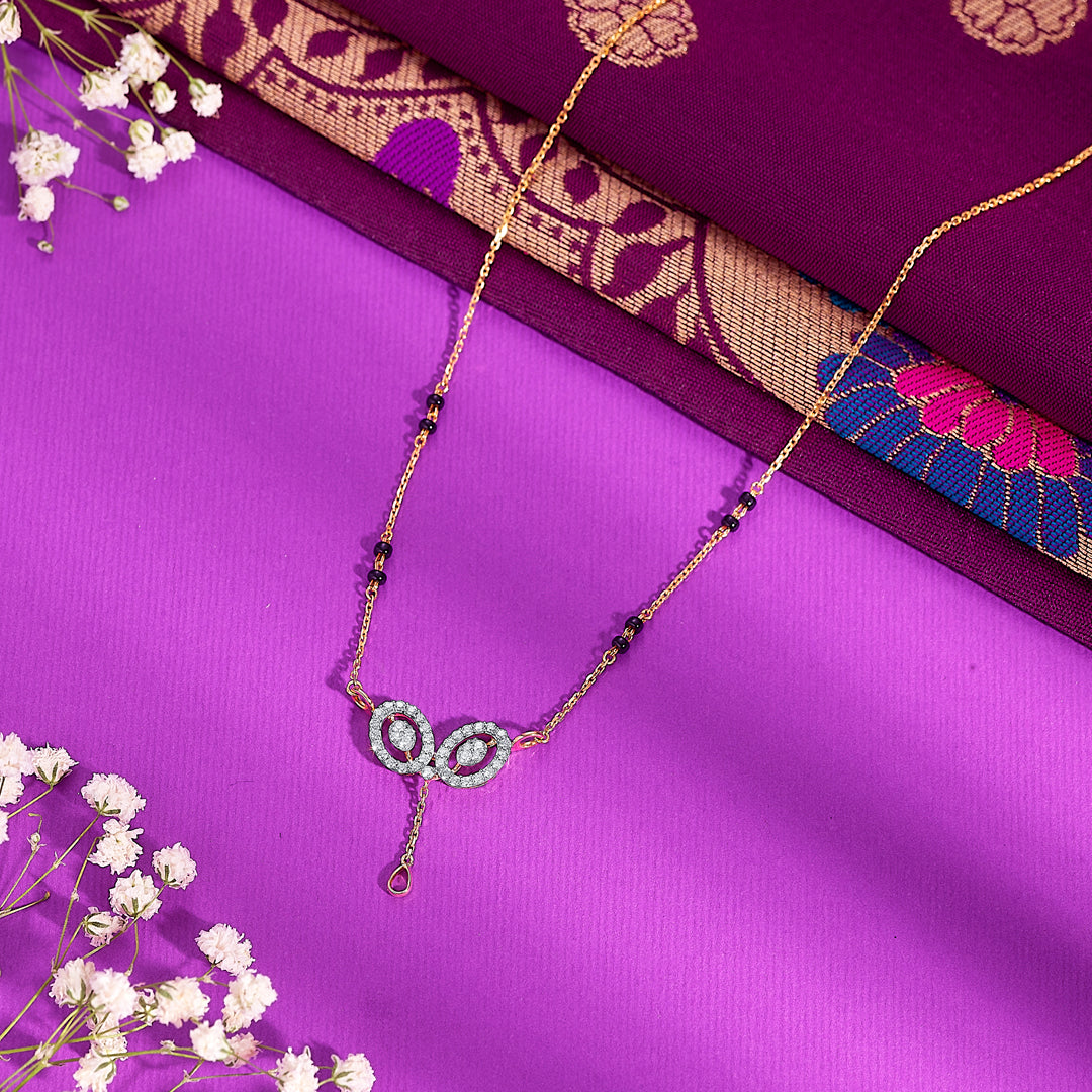 Auspicious Classic Gold & Diamond Modern Mangalsutra For Women
