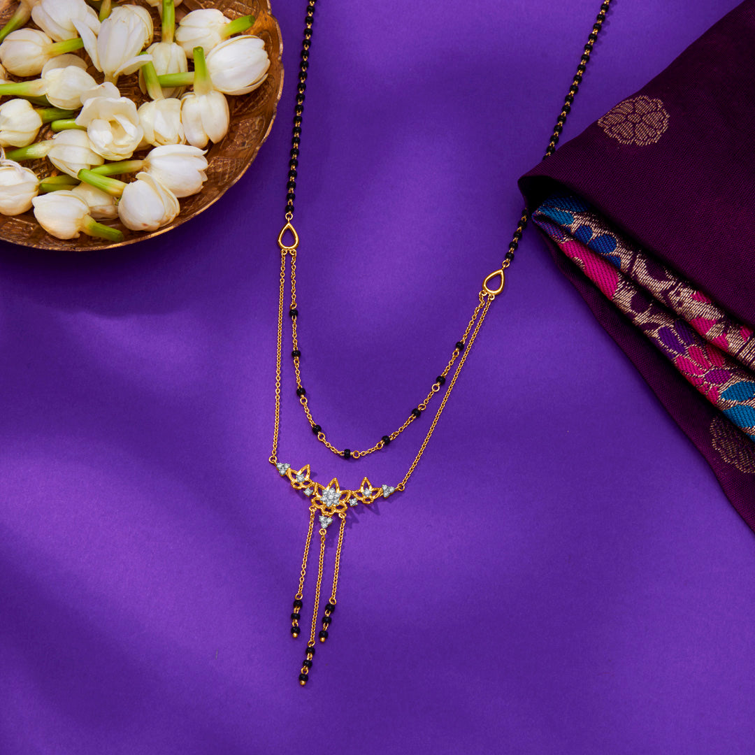 Trio Harmony Gold & Diamond Modern Mangalsutra for Women