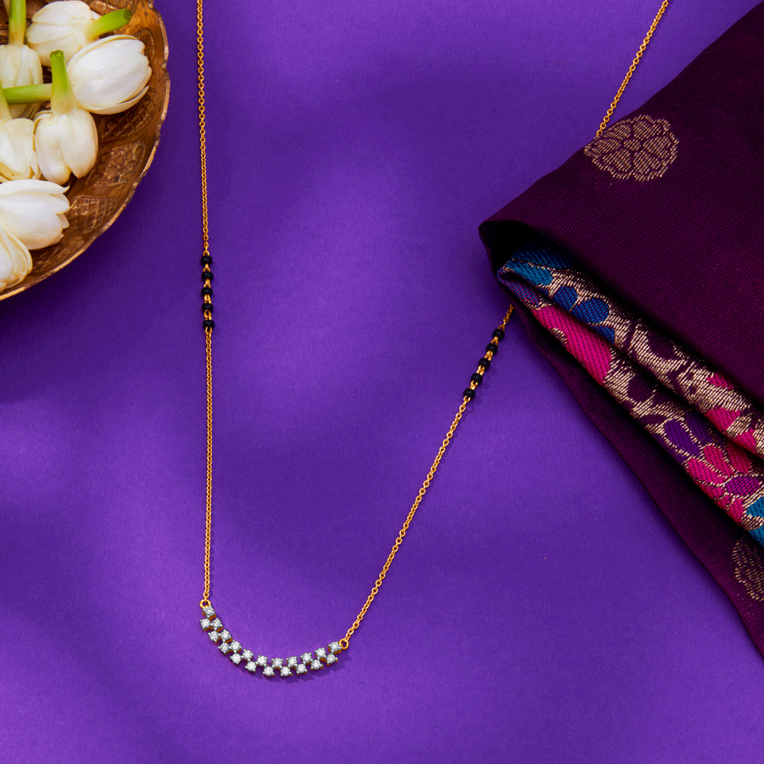 Classic Curve Gold & Diamond Modern Mangalsutra for Women