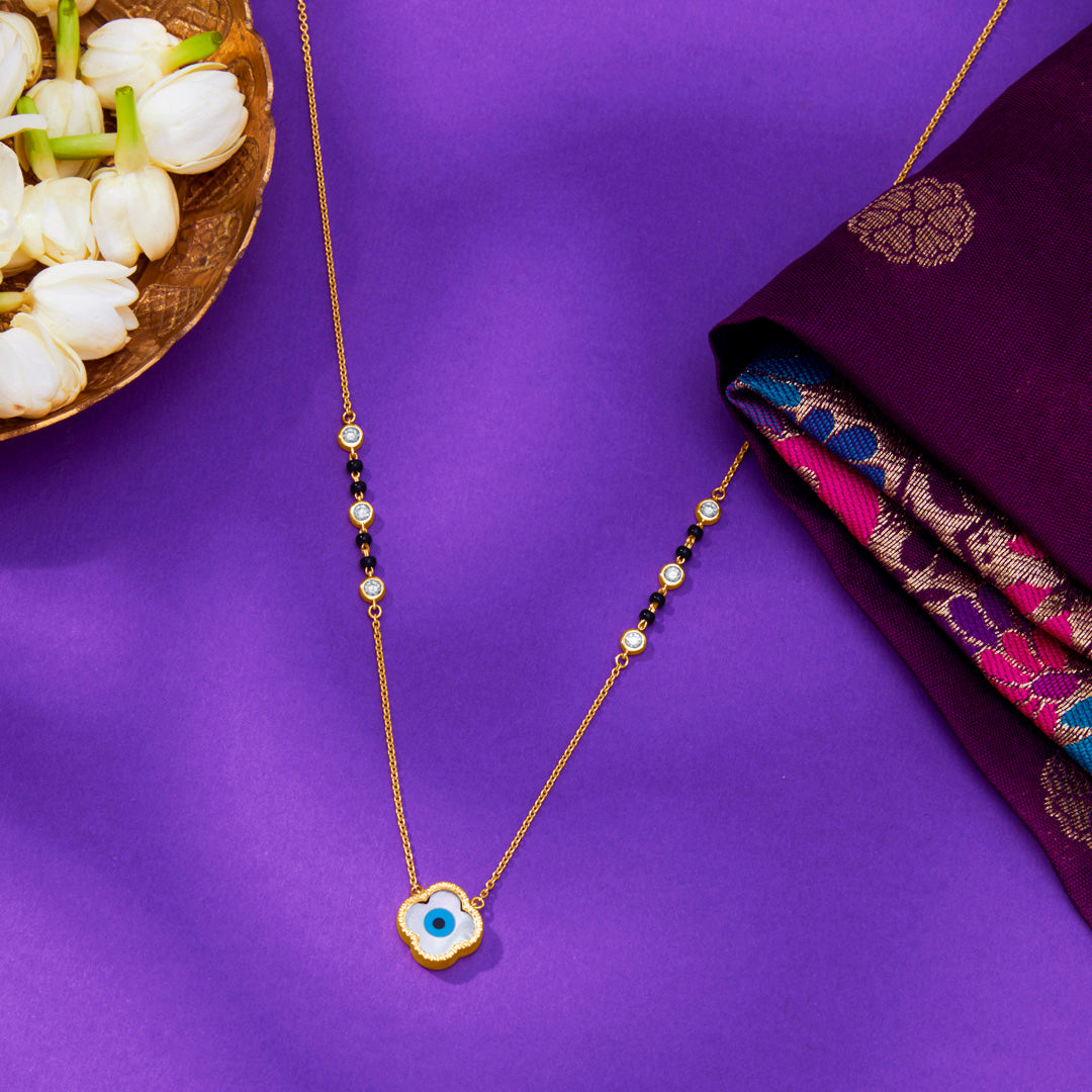 evil eye bliss gold & diamond modern mangalsutra for women