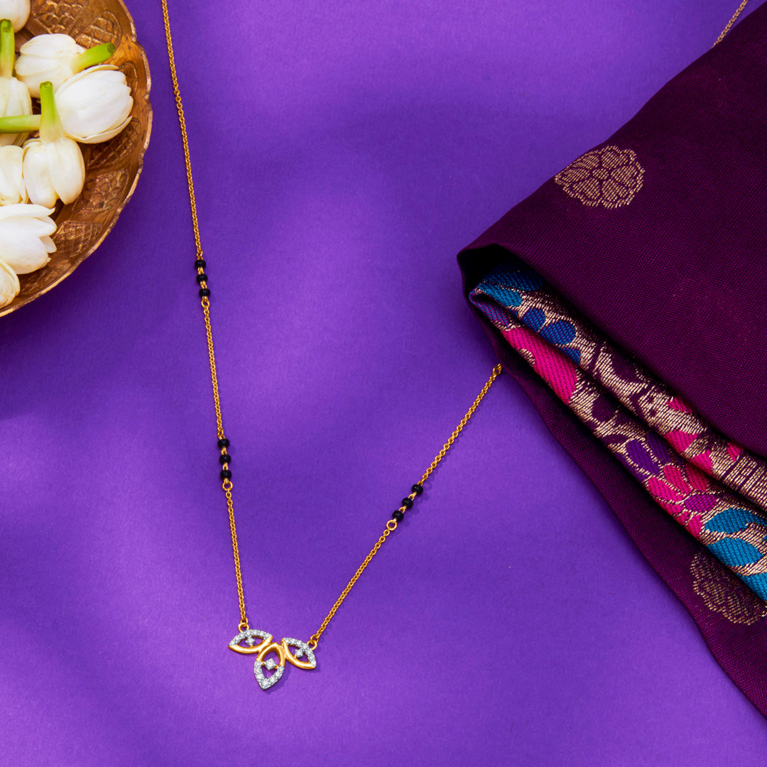 Leafy Allure Gold & Diamond Modern Mangalsutra for Women