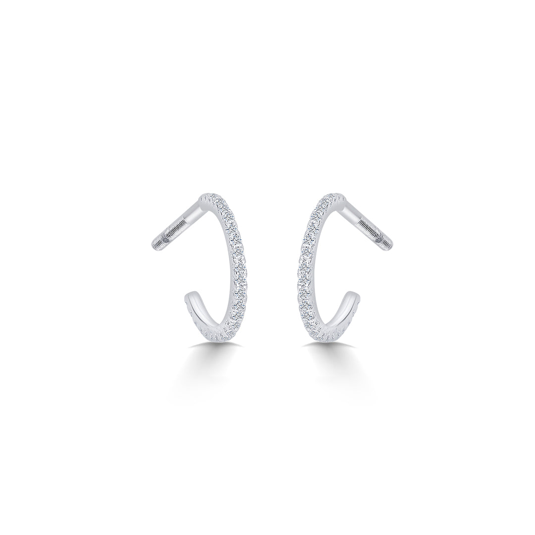 geo yellow gold & diamond hoops & huggies earring