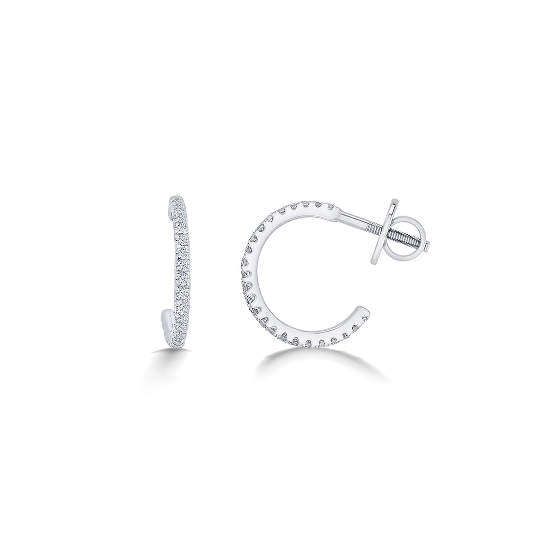 geo yellow gold & diamond hoops & huggies earring