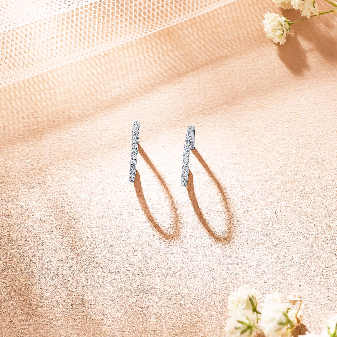 geo yellow gold & diamond hoops & huggies earring