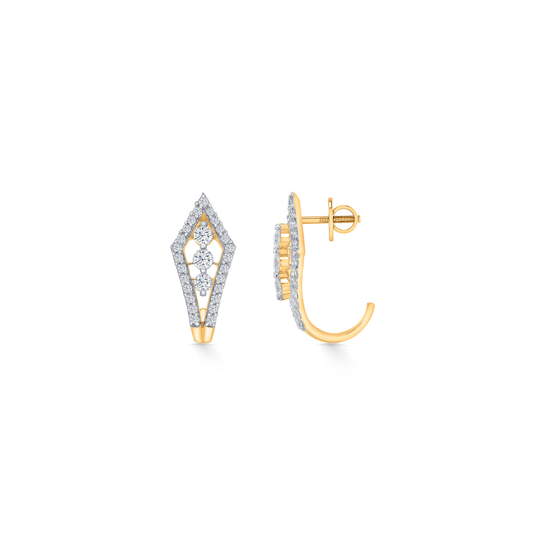 crystal quill gold & diamond hoops & huggies earring