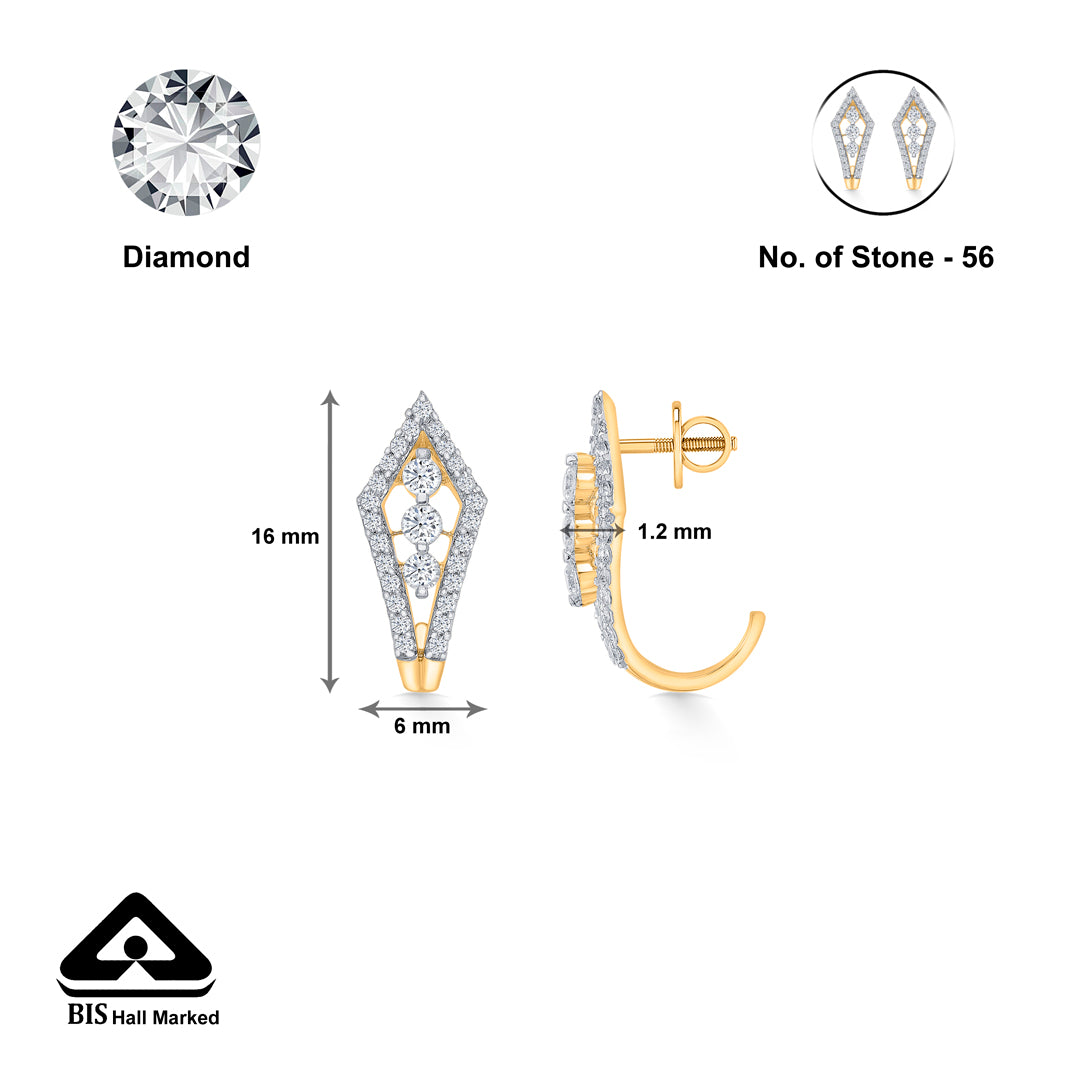 crystal quill gold & diamond hoops & huggies earring