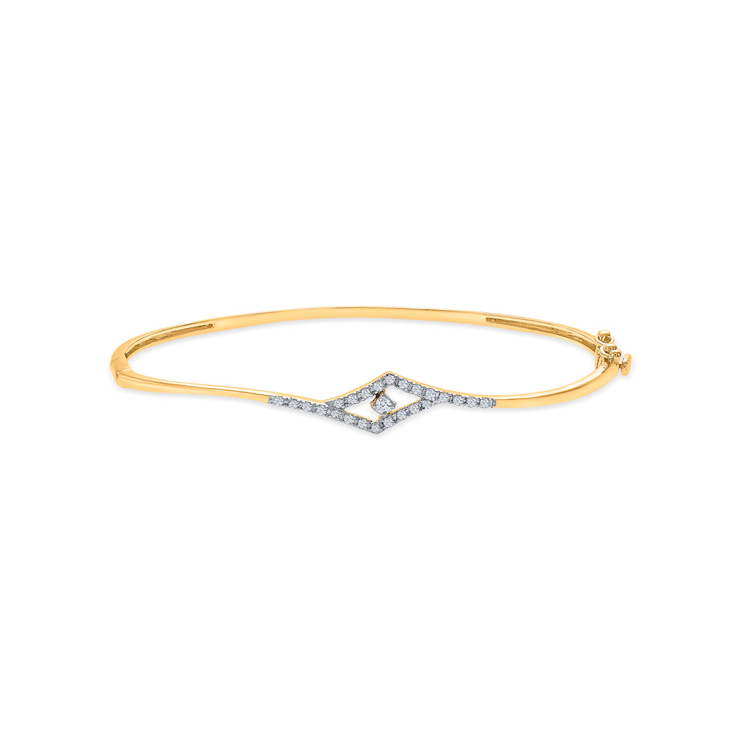 Crystal Frame Gold & Diamond Bracelet For Women