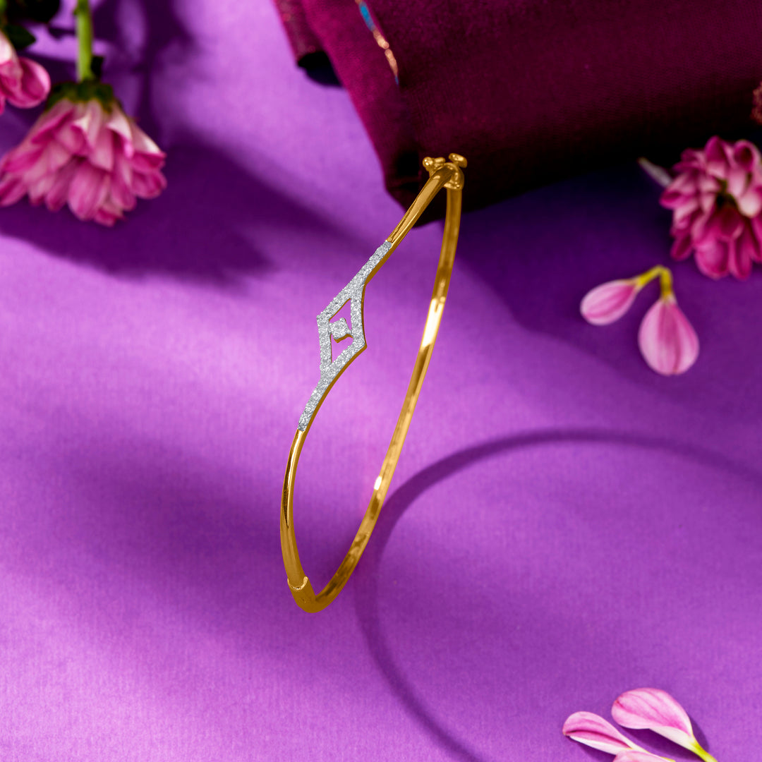 Crystal Frame Gold & Diamond Bracelet For Women