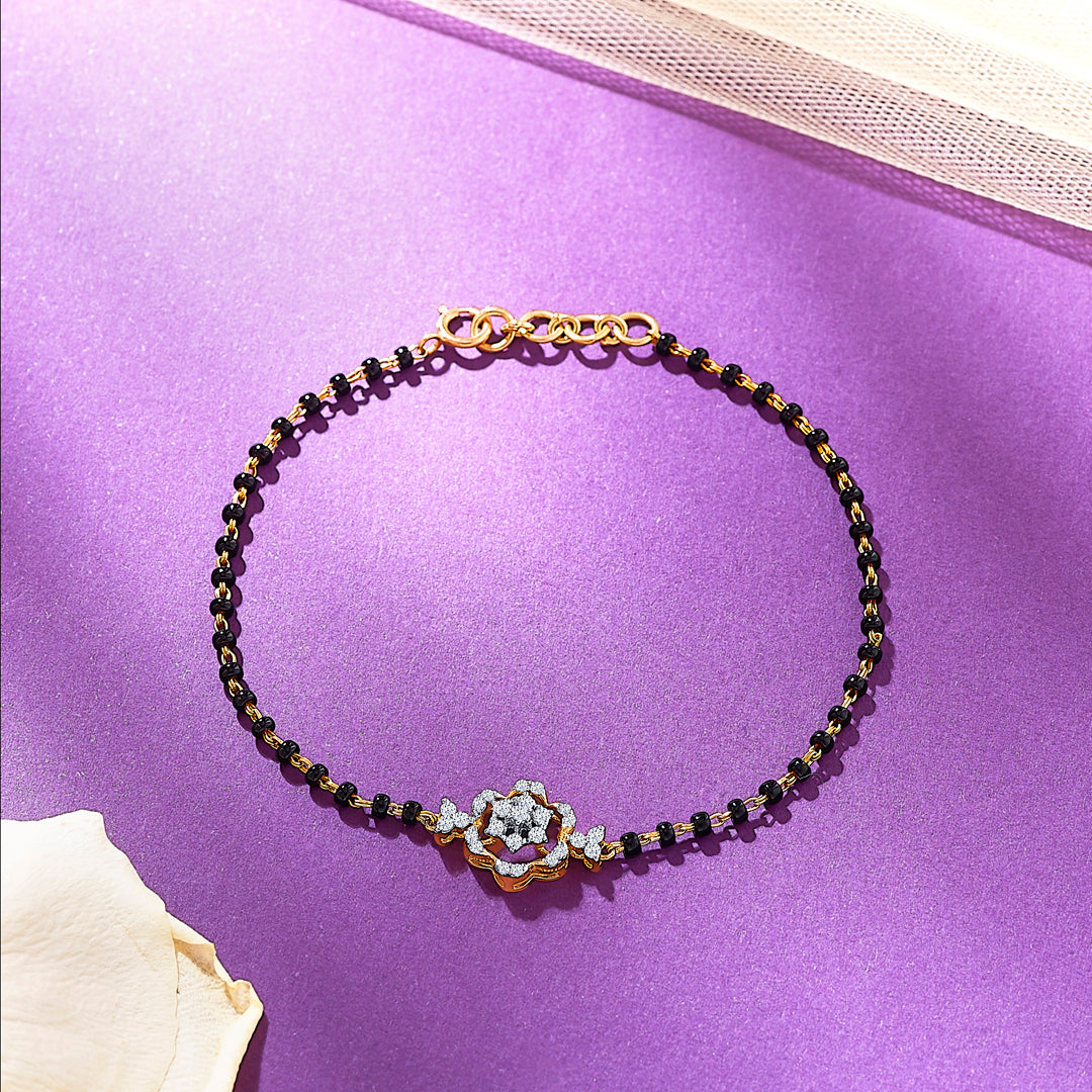 Quadrangle Yellow Gold & Diamond Flexible Ladies Bracelet