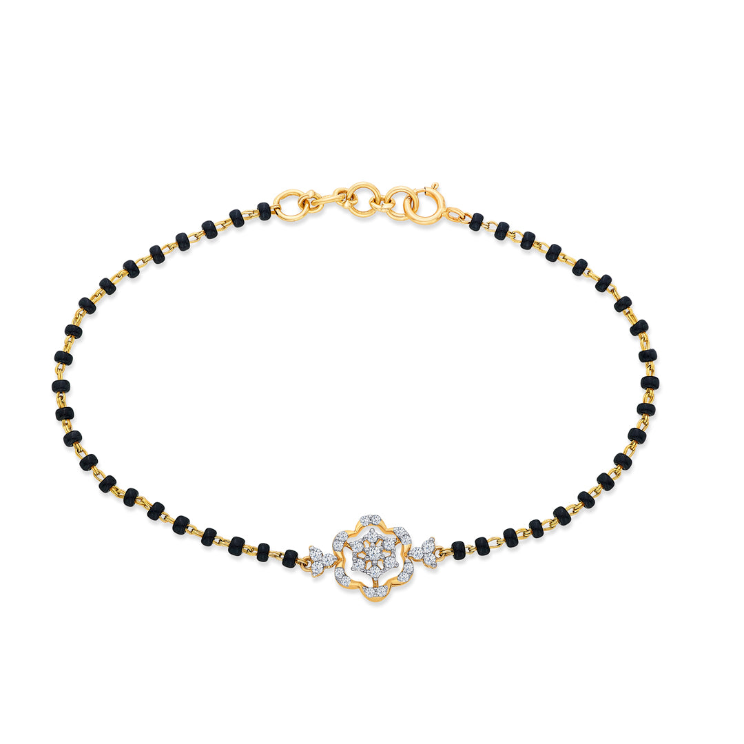 Quadrangle Yellow Gold & Diamond Flexible Ladies Bracelet