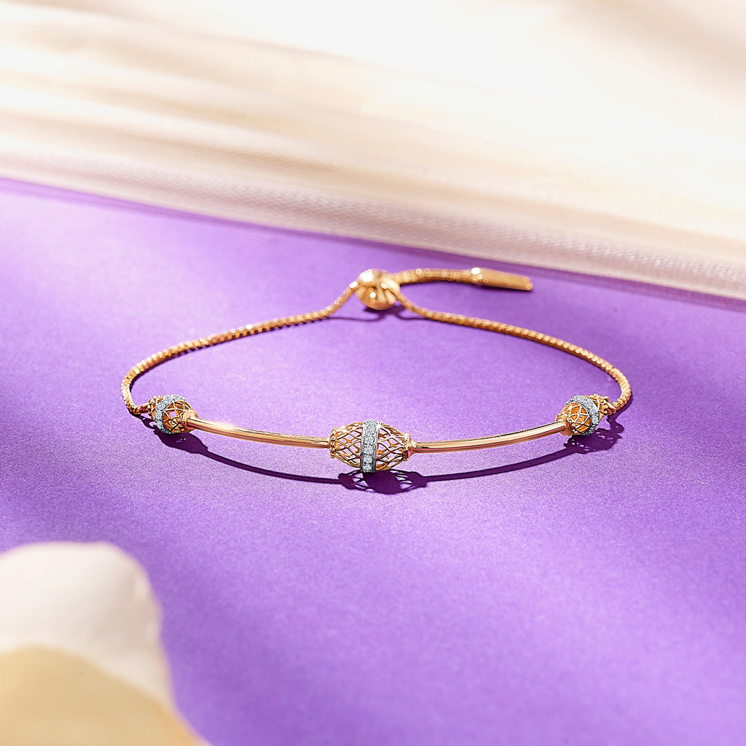 Canister Yellow Gold & Diamond Oval Ladies Bracelet