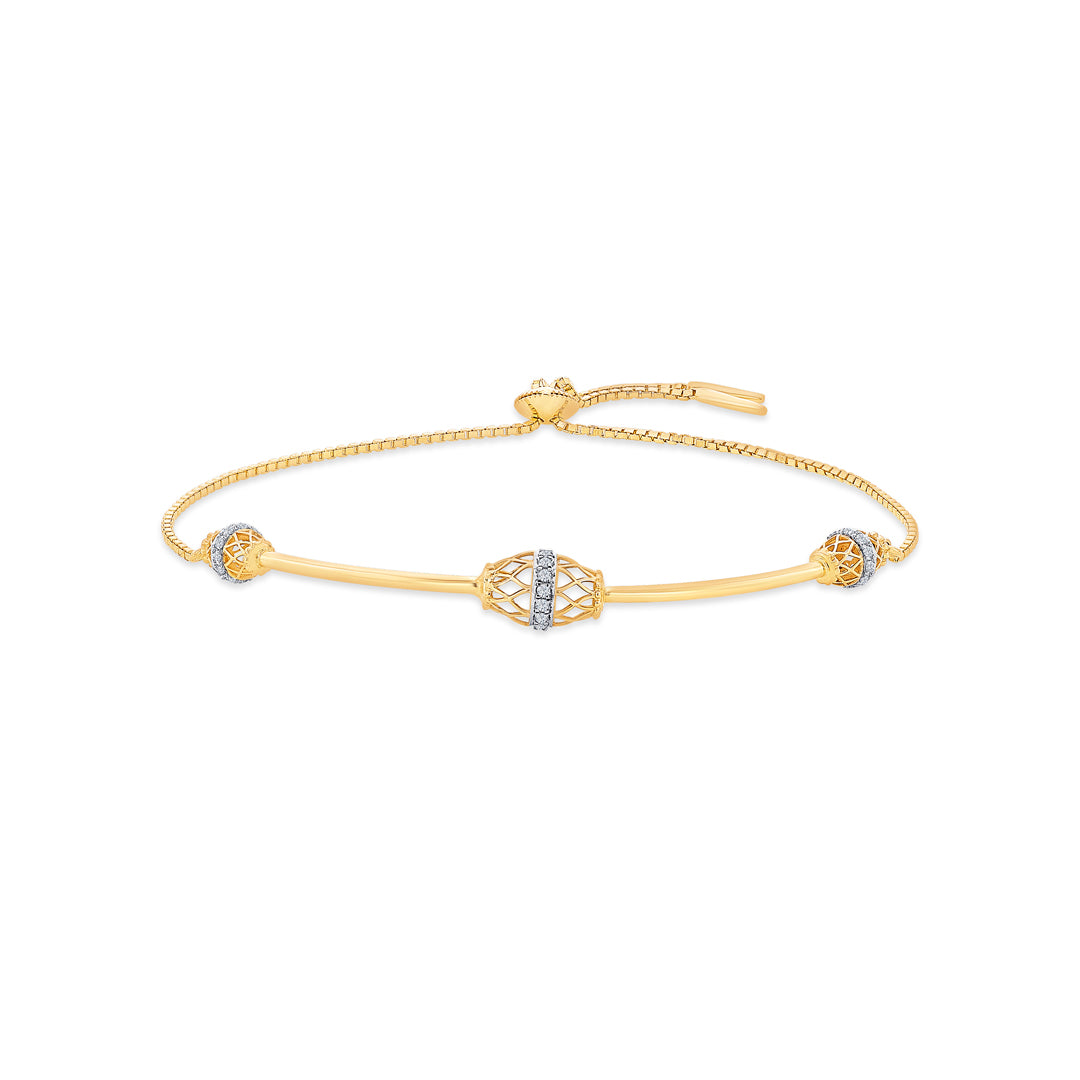 Canister Yellow Gold & Diamond Oval Ladies Bracelet