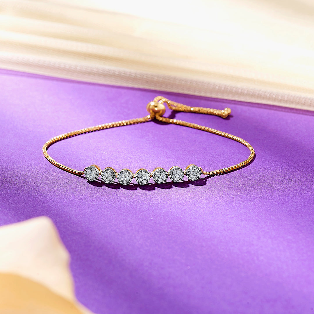 Simple Yellow Gold & Diamond Flexible Ladies Bracelet