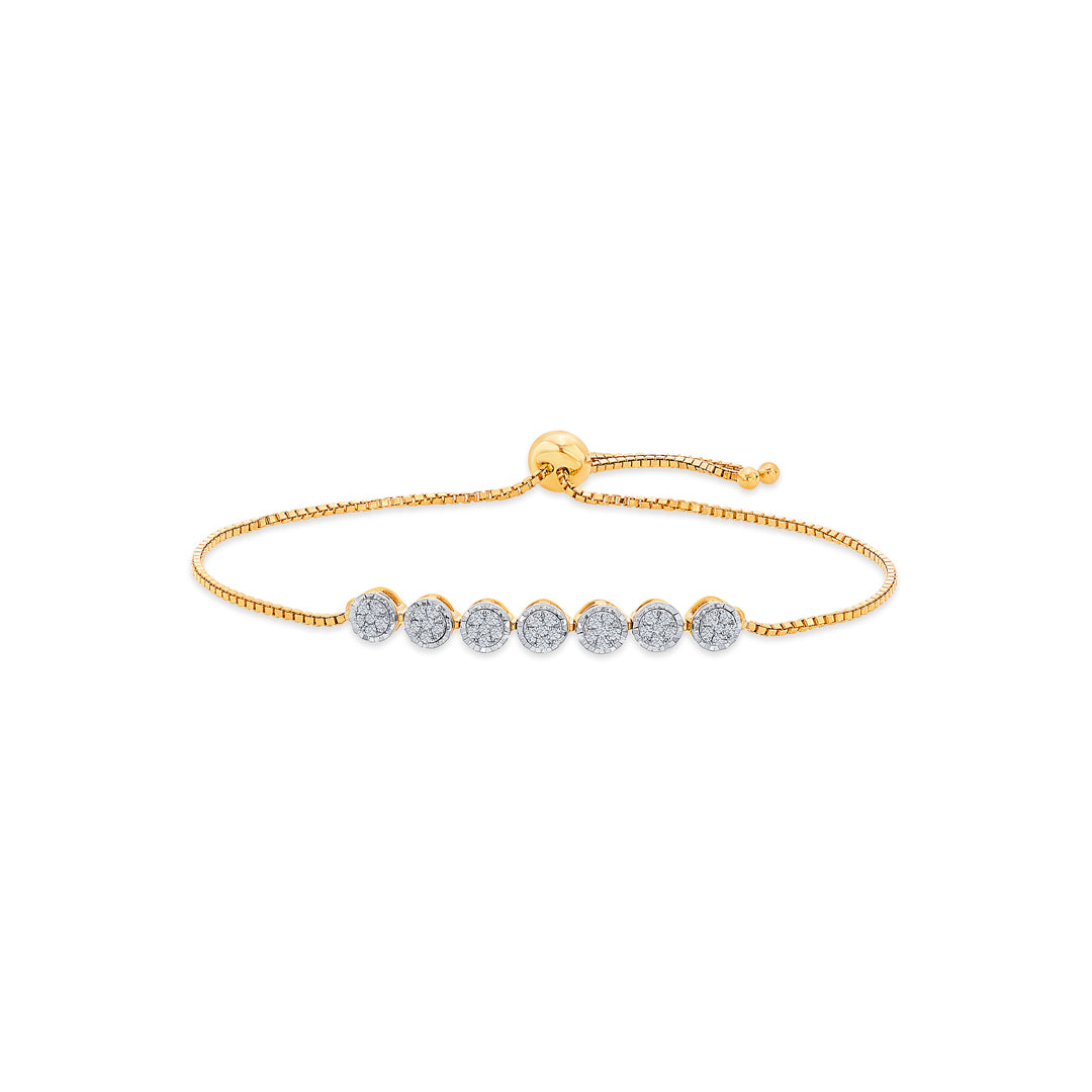 Simple Yellow Gold & Diamond Flexible Ladies Bracelet