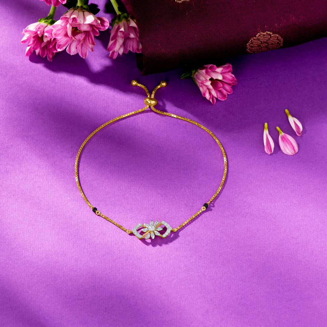Modern Sweep Gold & Diamond Bracelet For Women