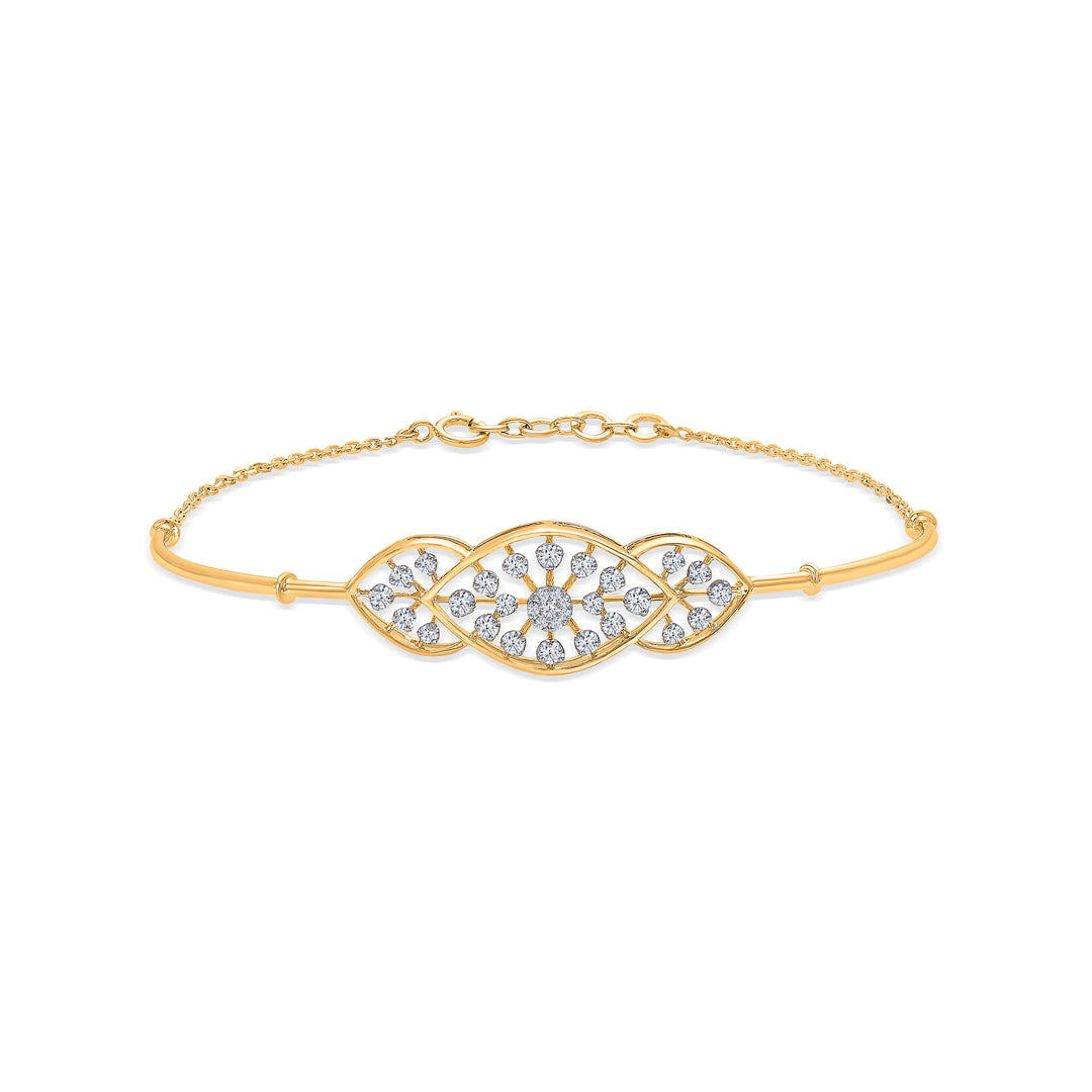 Grace Curve Gold & Diamond Bracelet For Women