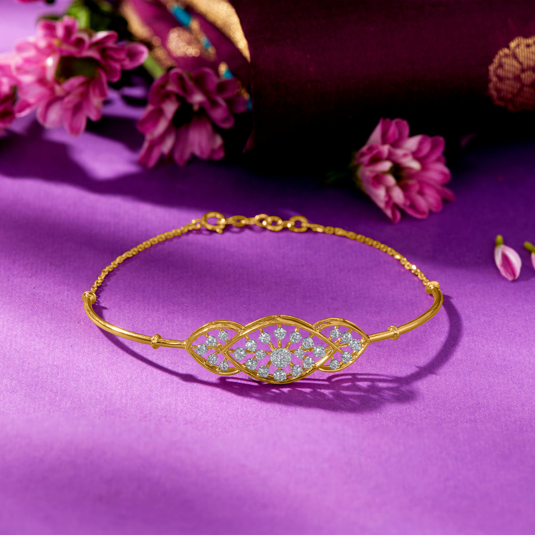Grace Curve Gold & Diamond Bracelet For Women