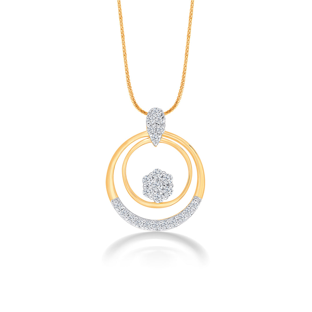Serenity Circle Yellow Gold & Diamond Casual Pendant