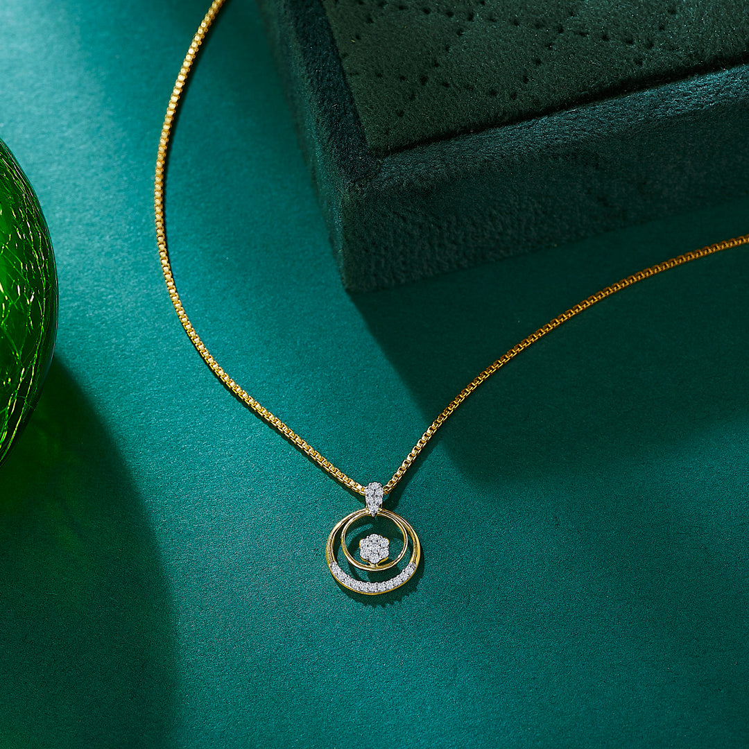 Serenity Circle Yellow Gold & Diamond Casual Pendant