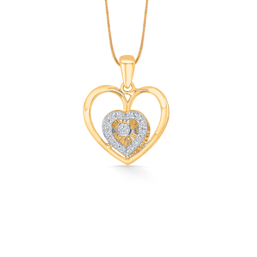 Glistening Heart Classic Gold and Diamond Pendant for Women