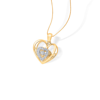 Glistening Heart Classic Gold and Diamond Pendant for Woman