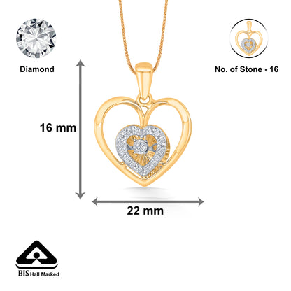 Glistening Heart Classic Gold and Diamond Pendant for Woman