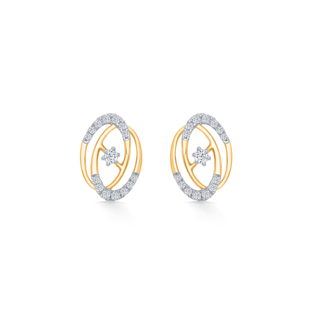 Ovulum Gold & Diamond Stud Earring For Women