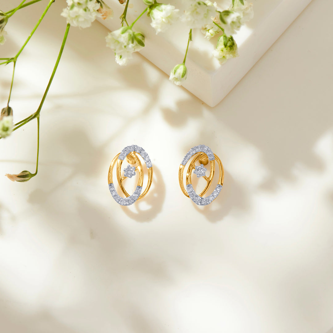 Ovulum Gold & Diamond Stud Earring For Women