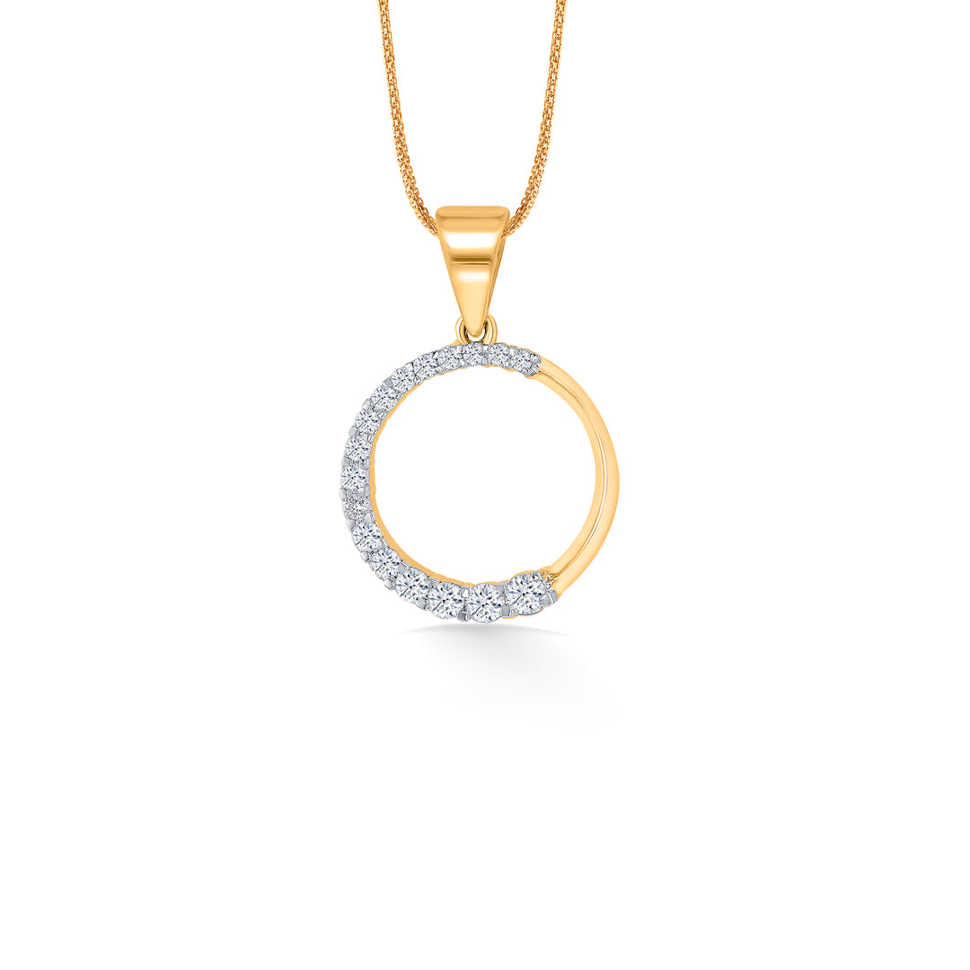 Zen Circle Classic Gold and Diamond Pendant for Women