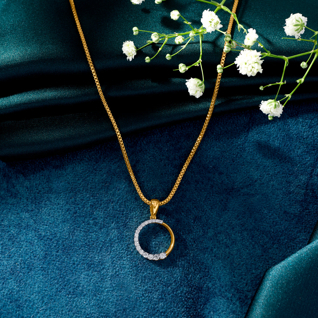 Zen Circle Classic Gold and Diamond Pendant for Women