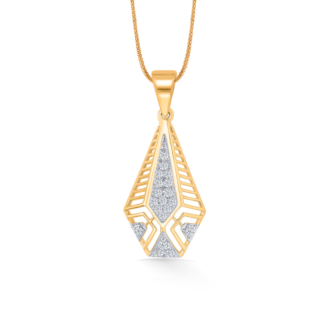 Celestial Apex Classic Gold and Diamond Pendant for Women