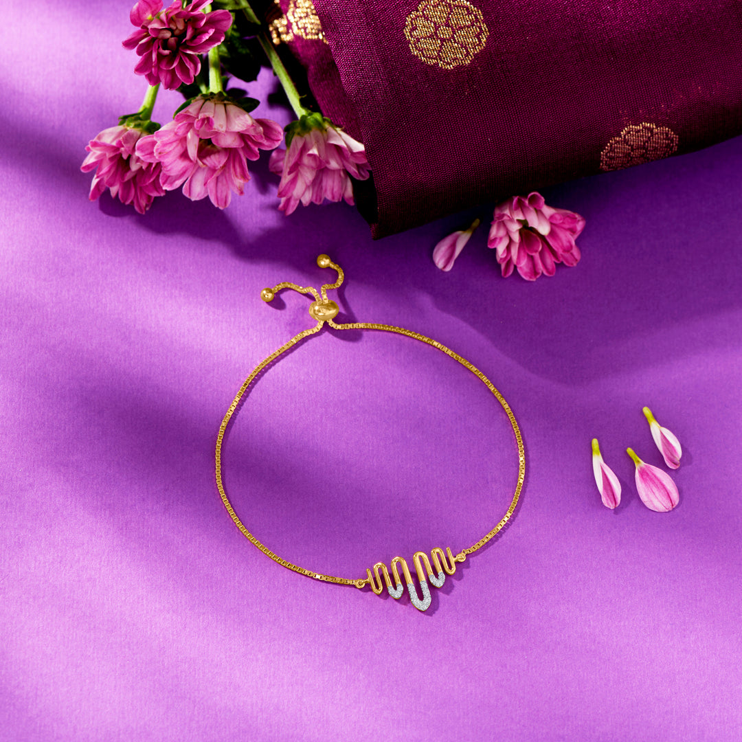 Minimal Arc Gold & Diamond Bracelet For Women