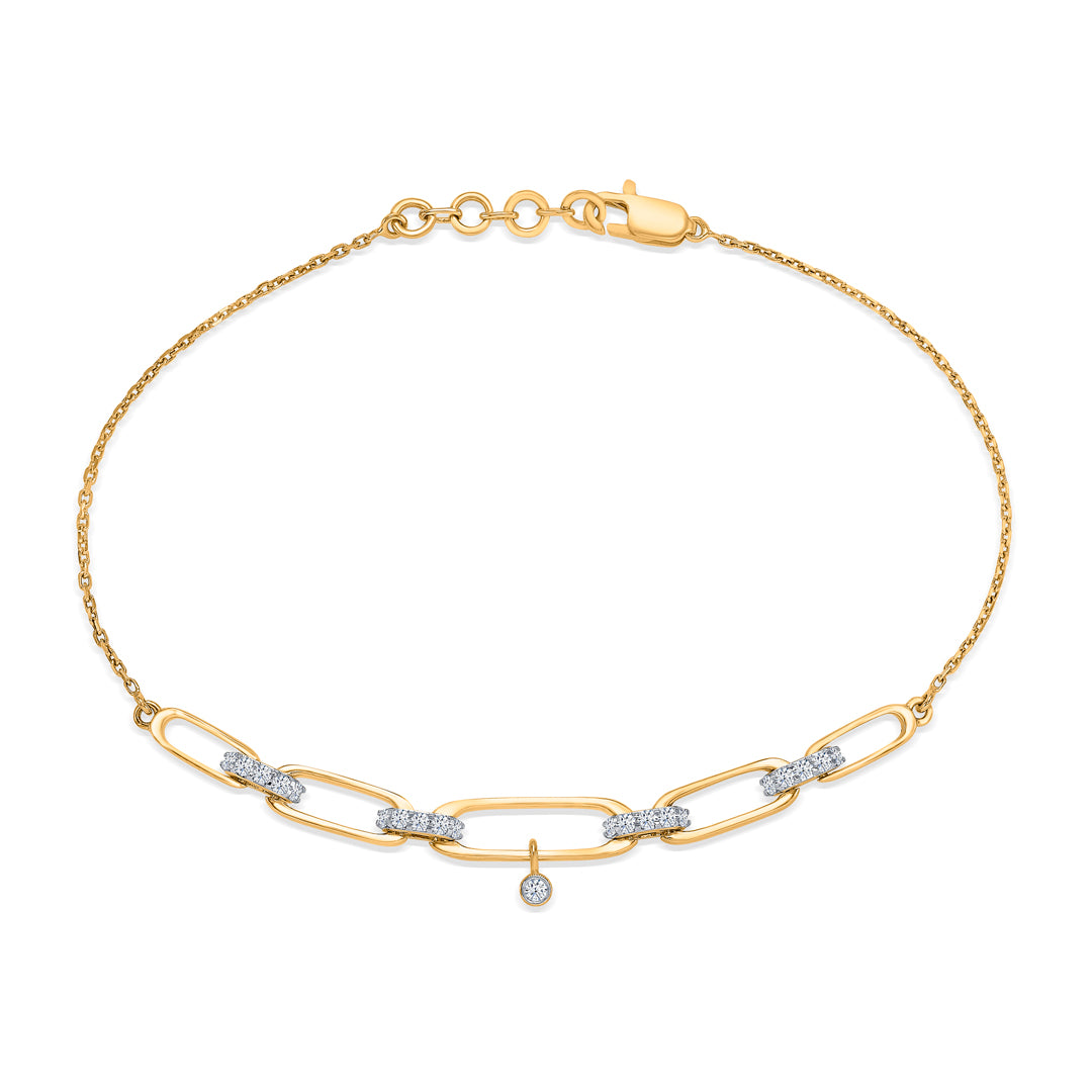 Classic HexaLink Gold & Diamond Bracelet For Women