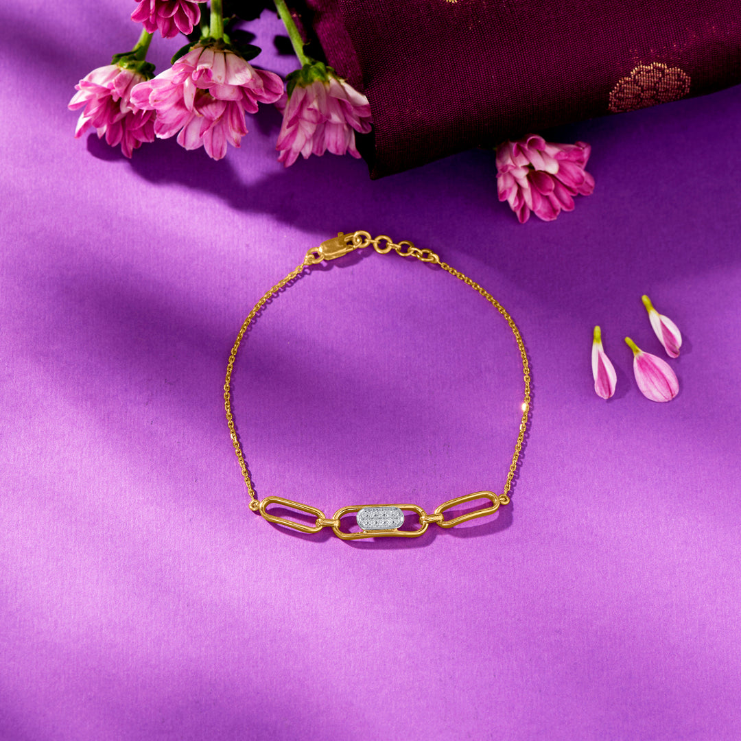 Prismatic Charm Gold & Diamond Bracelet For Women