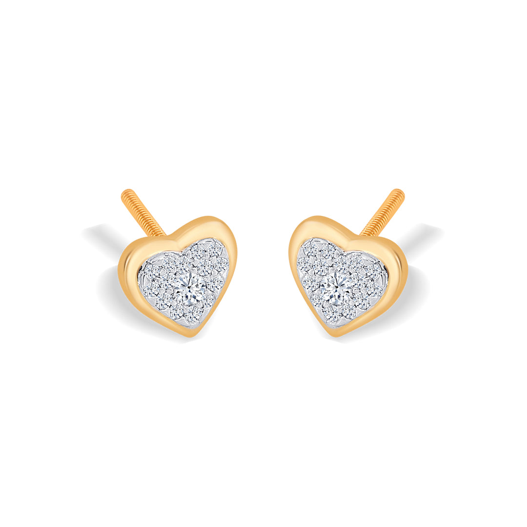 heartfelt yellow gold & diamond stud earring for women
