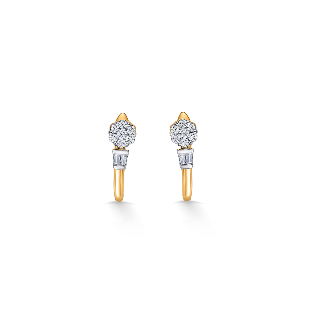 Floret Spark Gold & Diamond Hoops & Huggies Earring