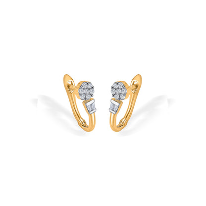 Floret Spark Gold & Diamond Hoops & Huggies Earring