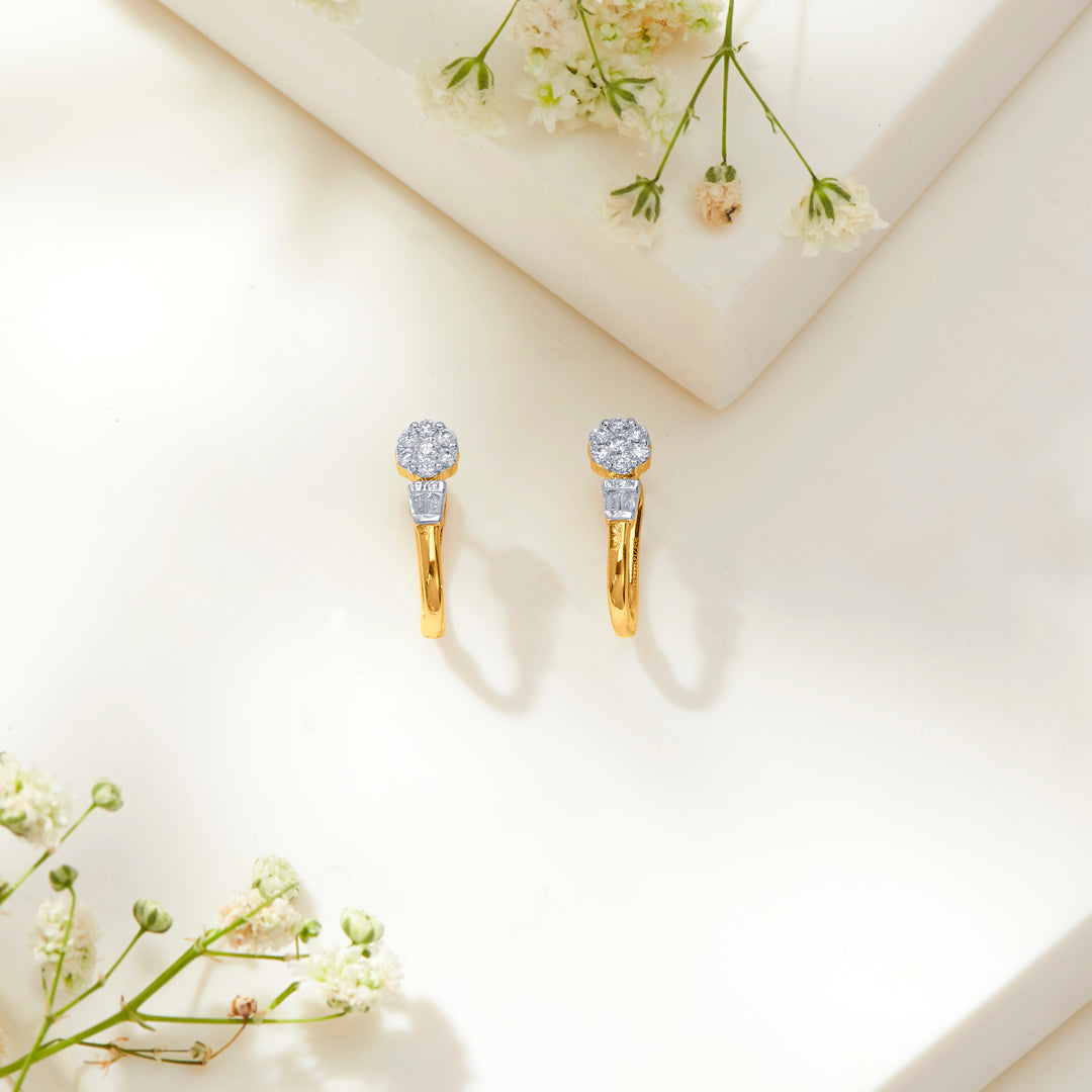 Floret Spark Gold & Diamond Hoops & Huggies Earring