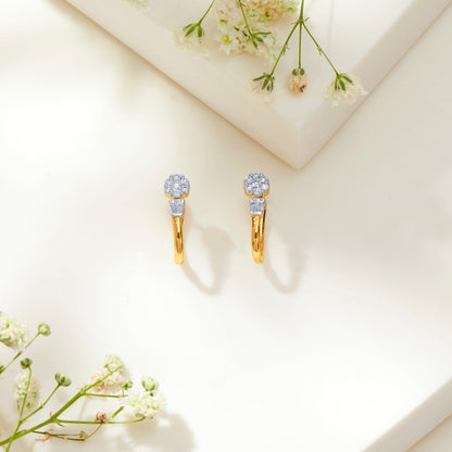 Floret Spark Gold & Diamond Hoops & Huggies Earring