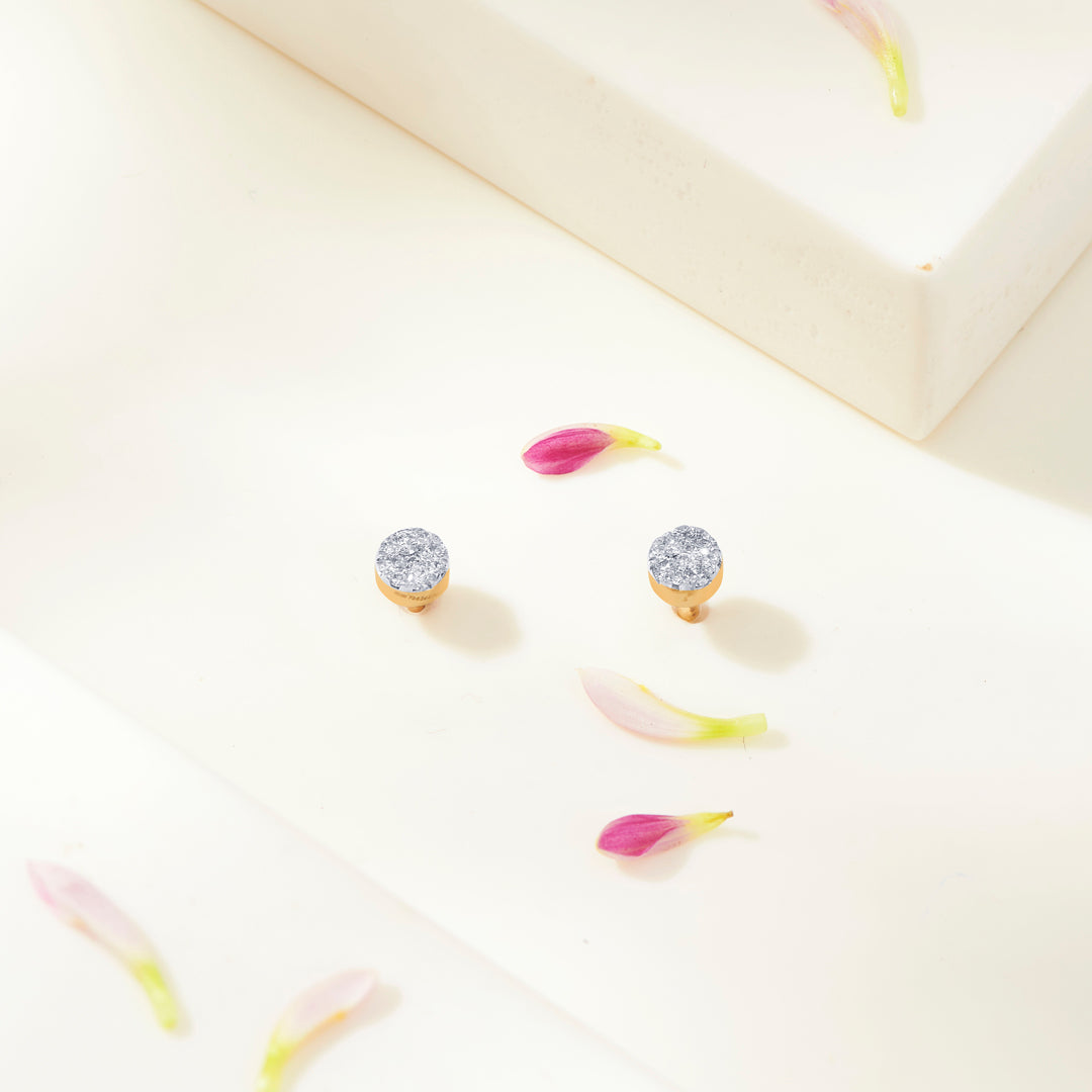 Fleck Gold & Diamond Stud Earring For Women