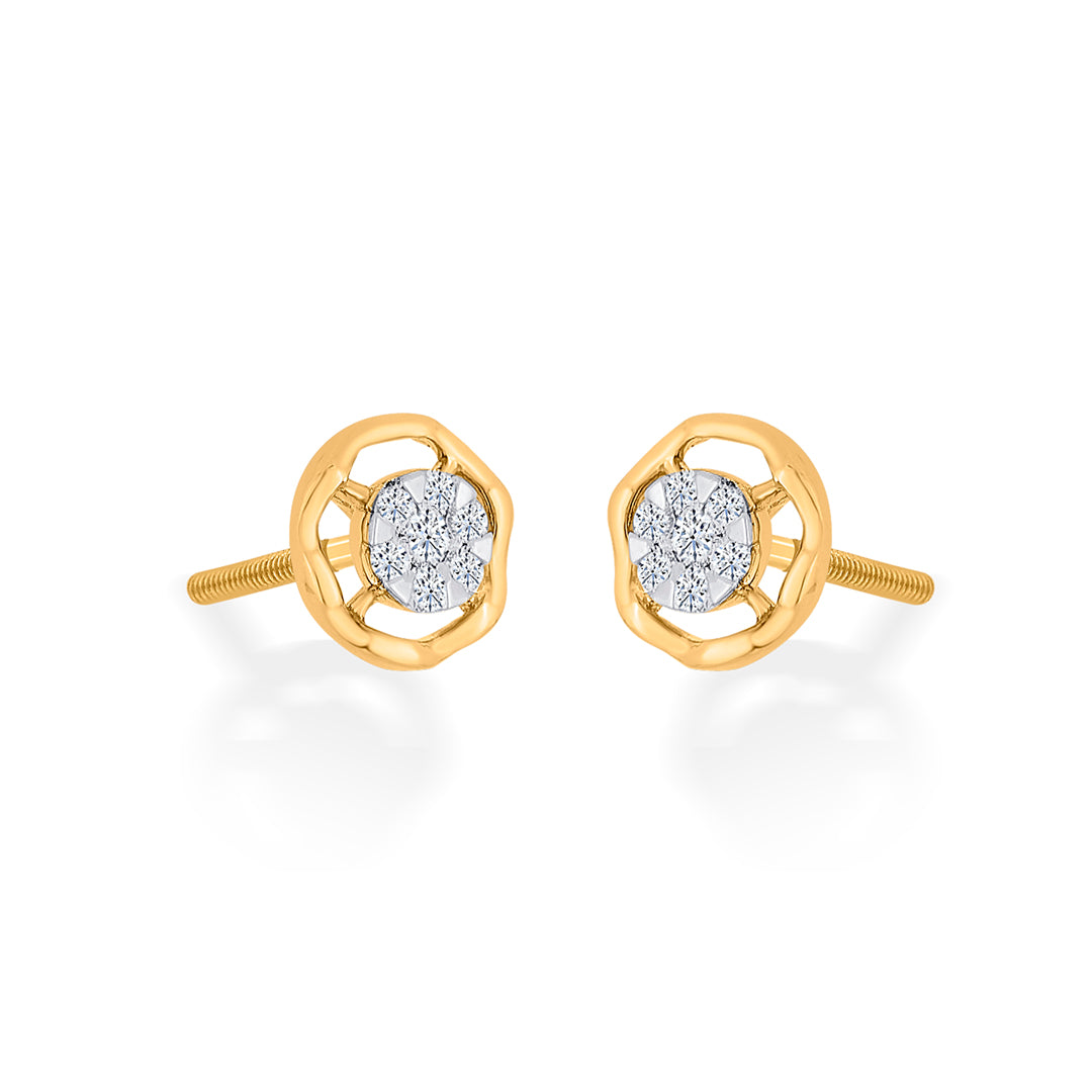 brilliant orb gold stud diamond earring for woman