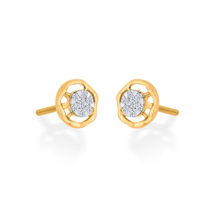 Brilliant Orb Gold Stud Diamond Earring for Woman